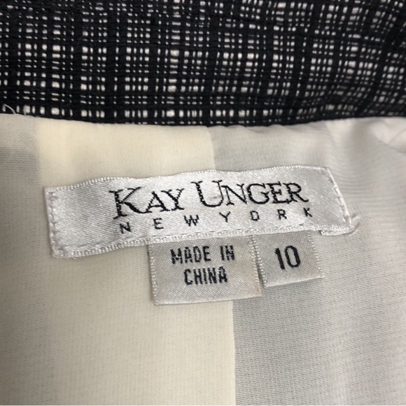 Kay Unger Tweed Skirt Suit Black White Moto Accent Size 10 - Picture 10 of 11